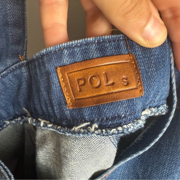 POL Floral Embroidered Denim Overall Dress Boho Casual Adjustable Size Small - Picture 8 of 8